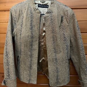 Pamela McCoy Snake Print Jacket - Brown